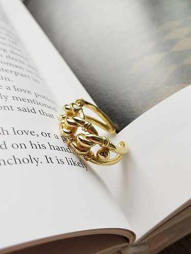 925 Sterling Silver Golden Industrial Wind Ring