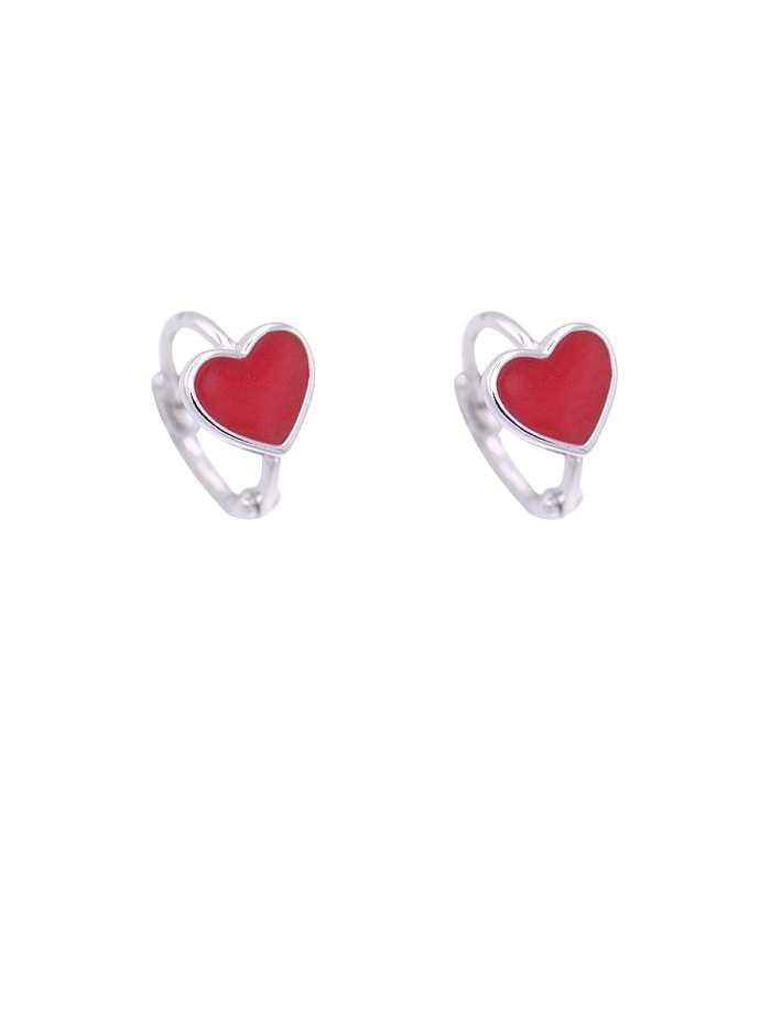 Boucles d'oreilles mignonnes en forme de coeur en émail en argent sterling 925