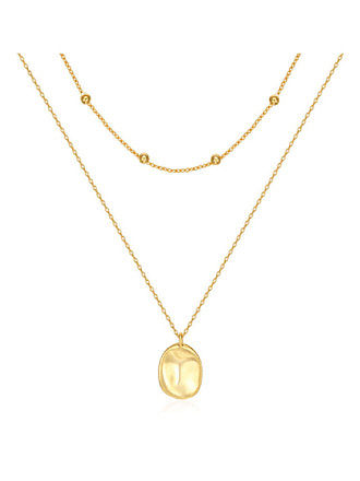 925 Sterling Silver With Gold Plated Simplistic Oval Multi Strand Necklaces