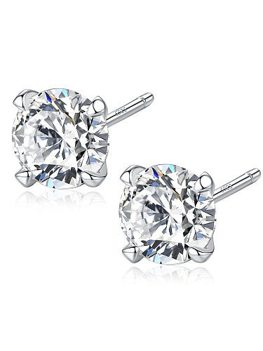 925 Sterling Silver Cubic Zirconia Geometric Minimalist Stud Earring