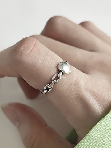 925 Sterling Silver Vintage Chain free size Ring