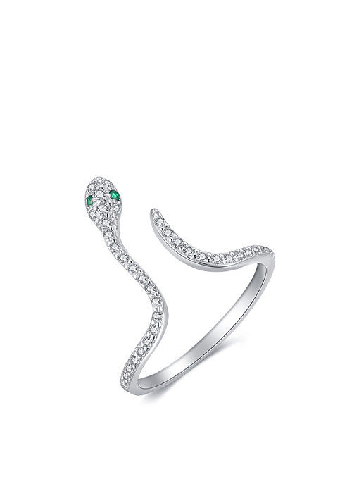 925 Sterling Silver Rhinestone Snake Classic Band Ring