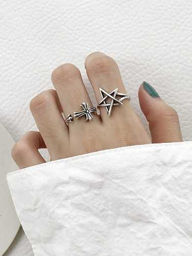 925 Sterling Silver cross Vintage Free Size Ring