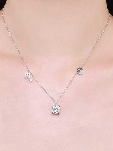 925 Sterling Silver Cubic Zirconia Geometric Minimalist Necklace