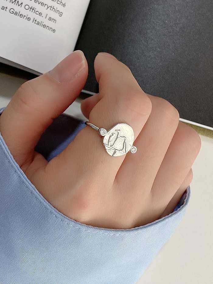 925 Sterling Silver Dog Cute Free Size Band Ring