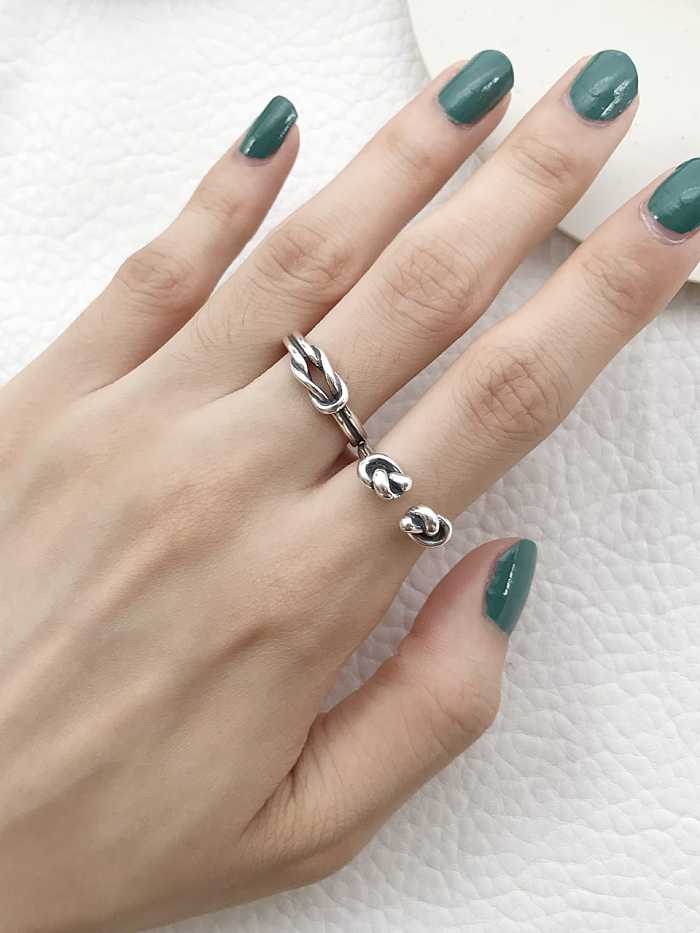 925 Sterling Silver Retro Tie free size Ring