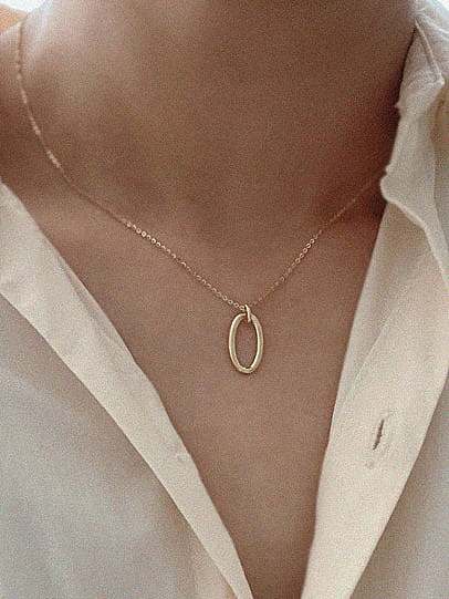925 Sterling Silver Oval Minimalist Necklace