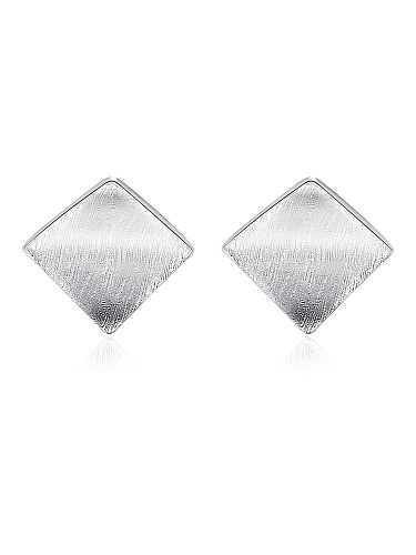 Pendientes de tuerca de plata de ley 925 con brillantes simplistas geométricos