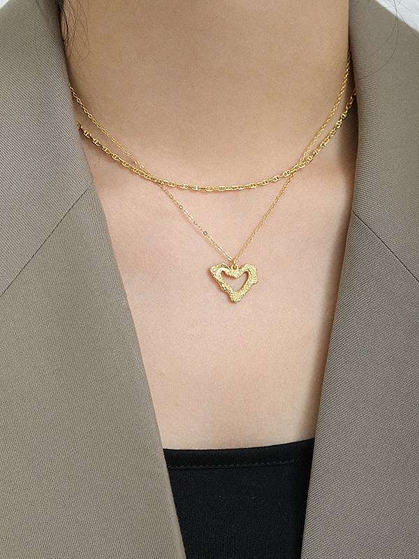 925 Sterling SilverHollow Heart Minimalist Necklace