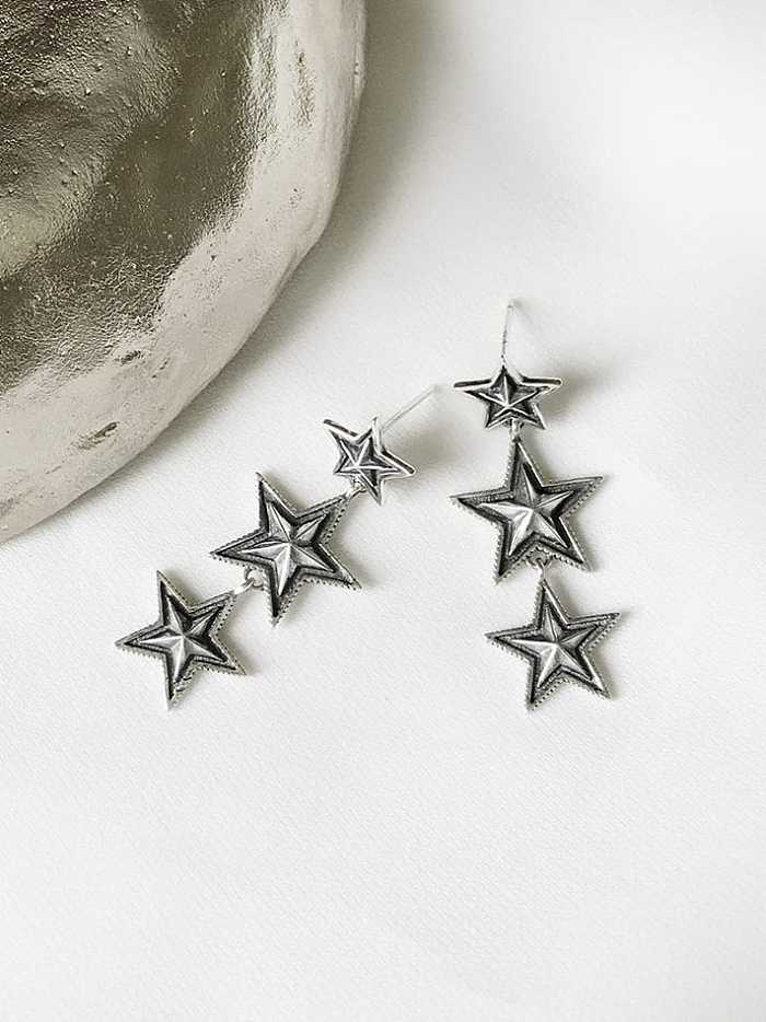 Boucles d'oreilles pendantes vintage étoile en argent sterling 925