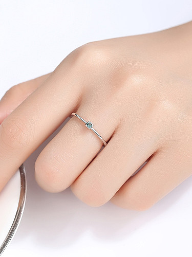 925 Sterling Silver With Cubic Zirconia Simplistic Square Band Rings