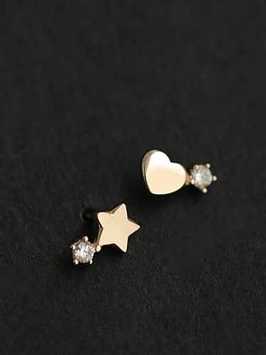 Boucle d'oreille minimaliste en argent sterling 925 avec oxyde de zirconium et étoile en forme de cœur