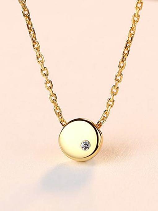 925 Sterling Silver Simple Smooth Round pendant Necklace