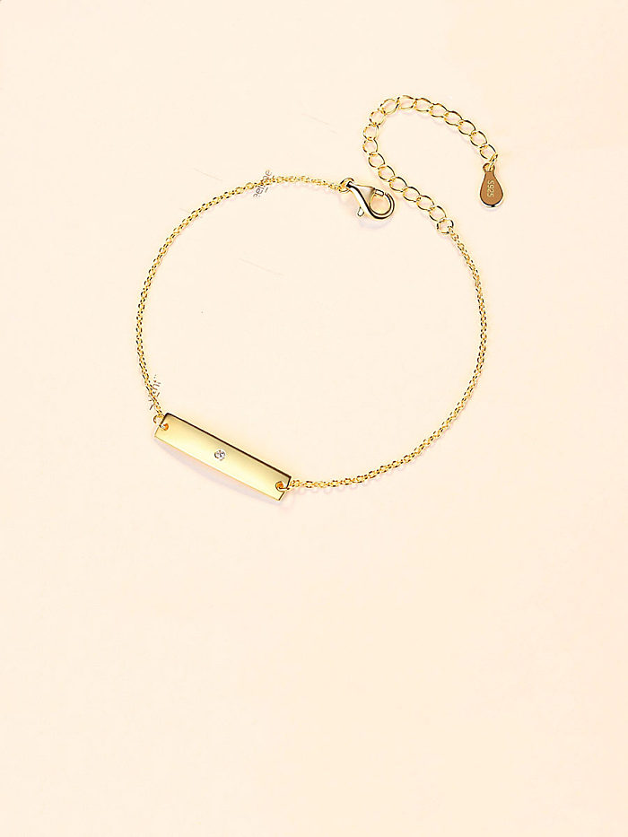 Argent sterling 925 avec bracelets carrés simplistes plaqués or