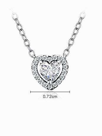 Collier pendentif coeur classique en argent sterling 925 avec zircone cubique