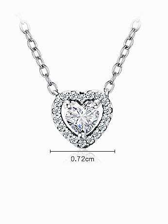925 Sterling Silver Cubic Zirconia Classic Heart Pendant Necklace