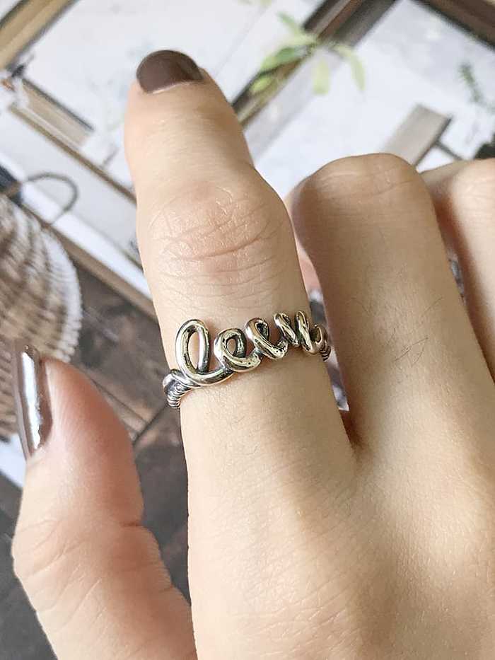 925 Sterling Silber Brief Liebe Vintage Band Ring