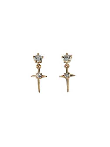 Boucles d'oreilles en argent sterling 925 avec oxyde de zirconium et croix délicates