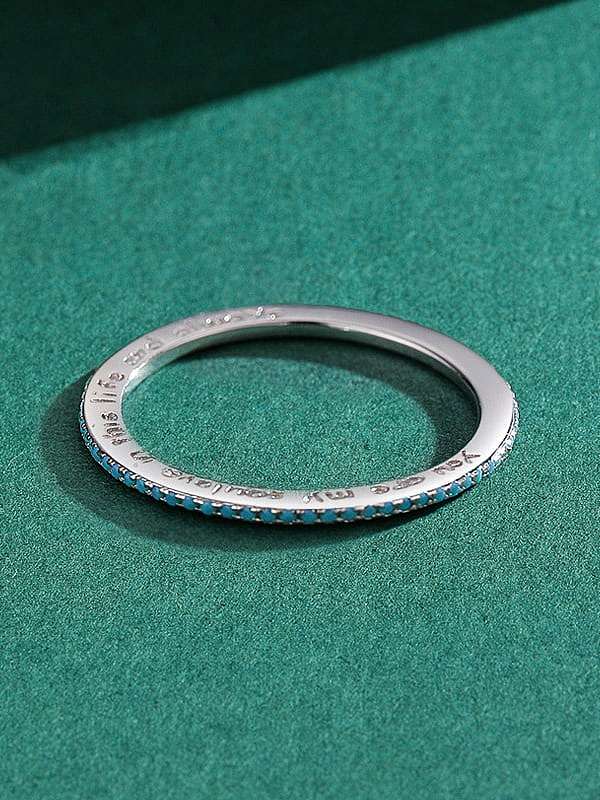 925 Sterling Silver Enamel Round Minimalist Band Ring