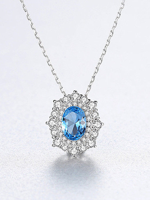 925 Sterling Silver With Cubic Zirconia Delicate Oval Necklaces