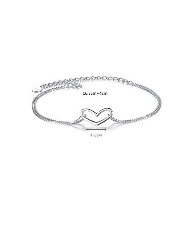 925 Sterling Silver Minimalist Heart Link Bracelet