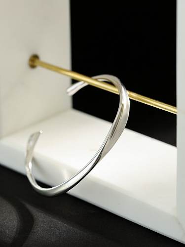 925 Sterling Silver smooth Irregular Vintage Cuff Bangle