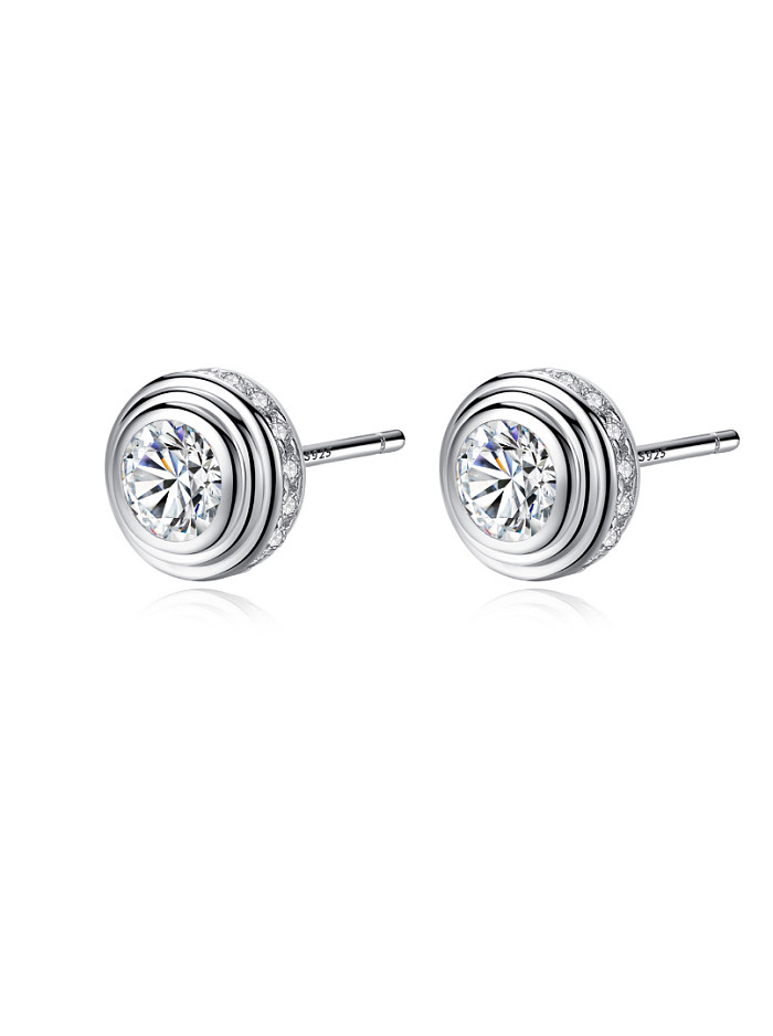 Sterling Silver grade AAA zircon Stud Earrings