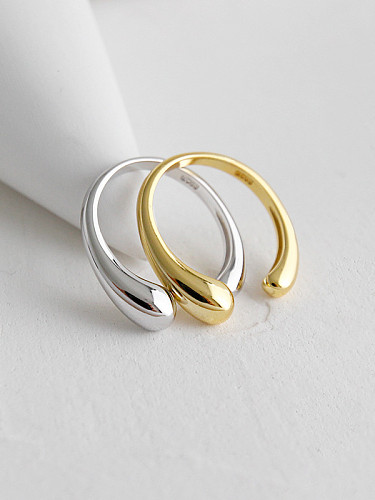 Plata de ley 925 con anillos de tamaño libre irregulares simplistas lisos