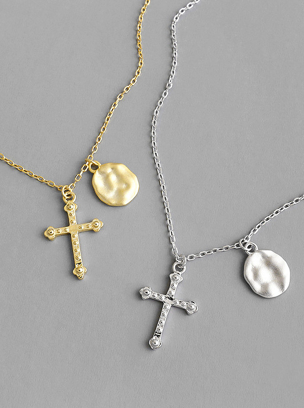 925 Sterling Silver With Cross Geometry Long Sweater Chain