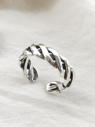 Anel de tamanho livre de trança de prata esterlina 925