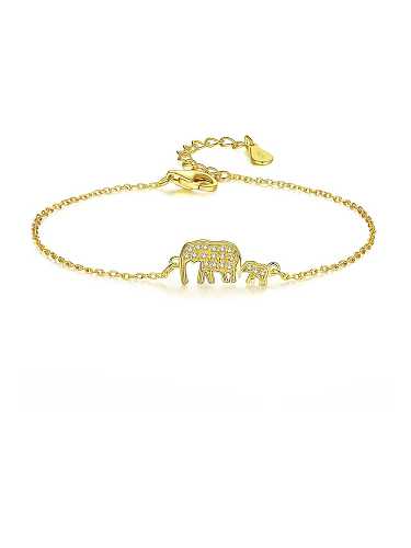 925 Sterling Silver Cubic Zirconia Minimalist Elephant Link Bracelet