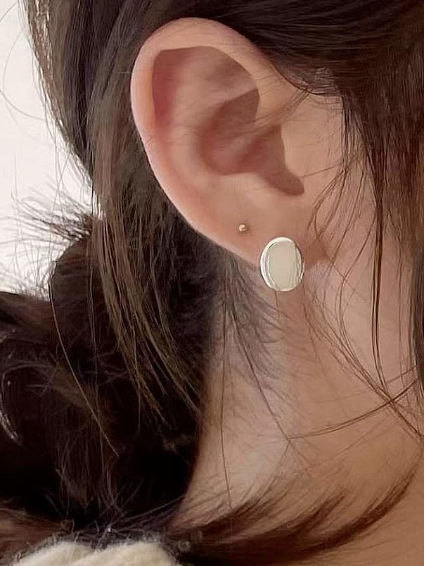 925 Sterling Silver Imitate Crystal Oval Minimalist Stud Earring