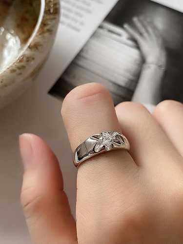 925 Sterling Silver Rhinestone Irregular Vintage Band Ring