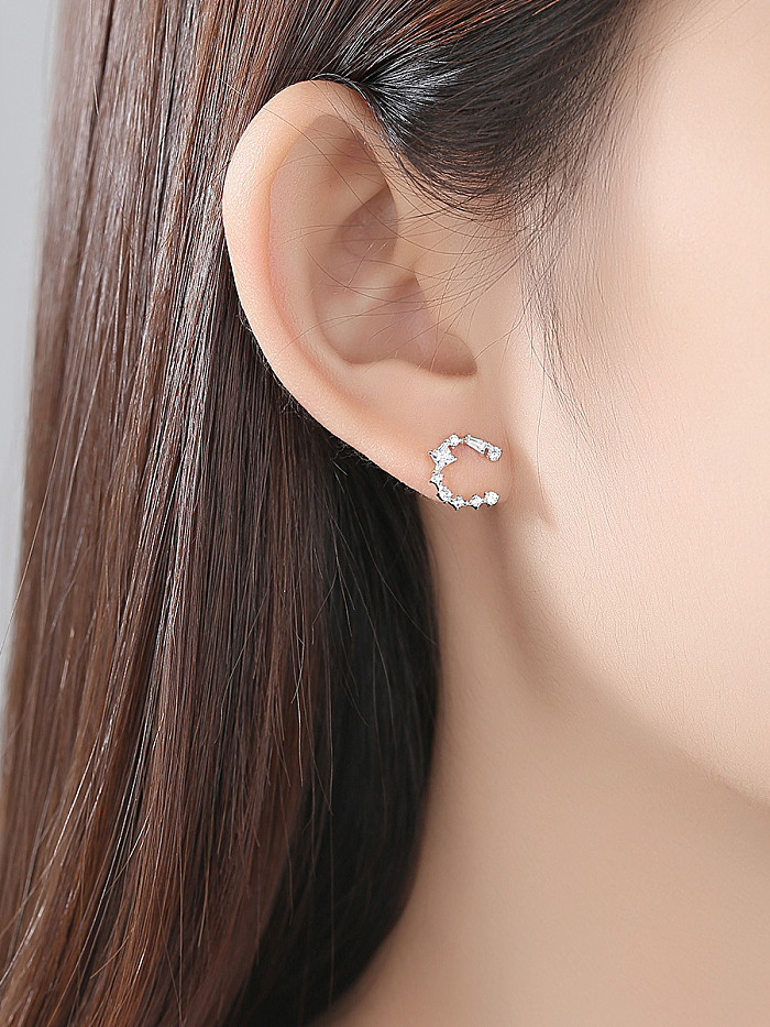 925 Sterling Silver With Simplistic Geometric Stud Earrings