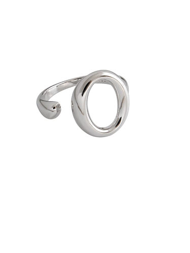 925 Sterling Silver With Platinum Plated Simplistic Hollow Round Free Size Rings
