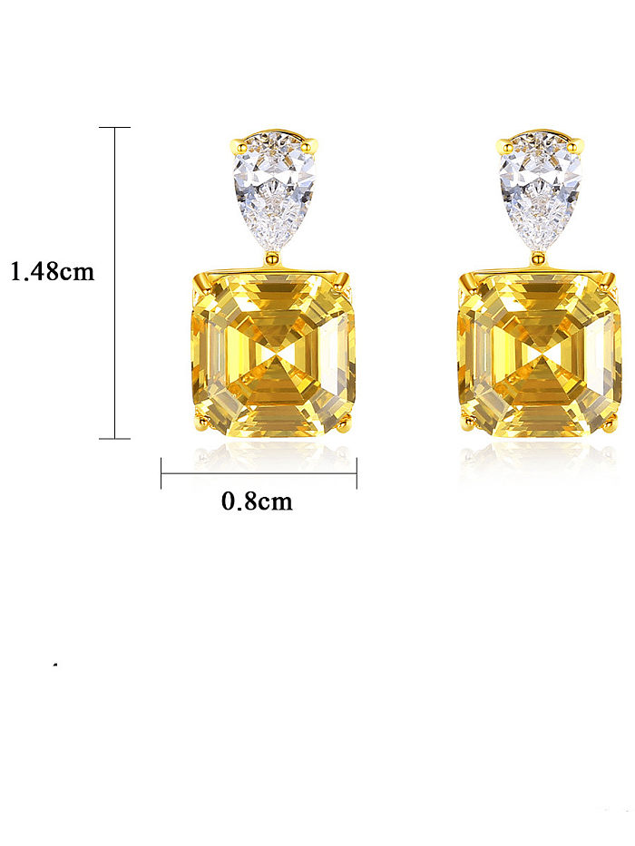 Boucles d'oreilles pendantes vintage géométriques en argent sterling 925 avec oxyde de zirconium