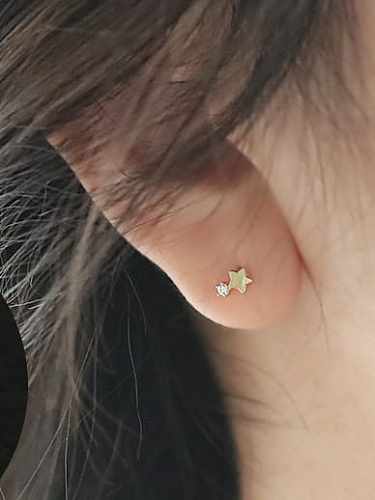 925 Sterling Silver Cubic Zirconia Star Heart Minimalist Stud Earring