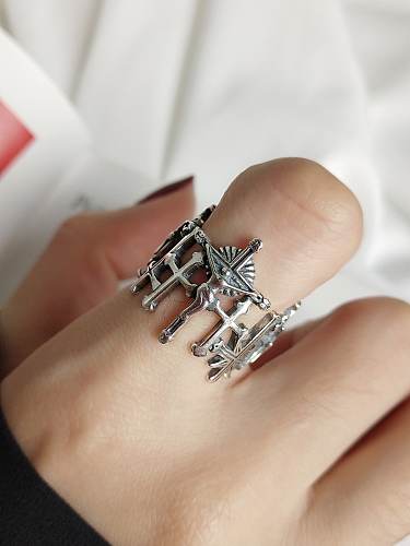 925 الفضة الاسترليني خمر الحب والفداء عبر خاتم باند الحجم الحر