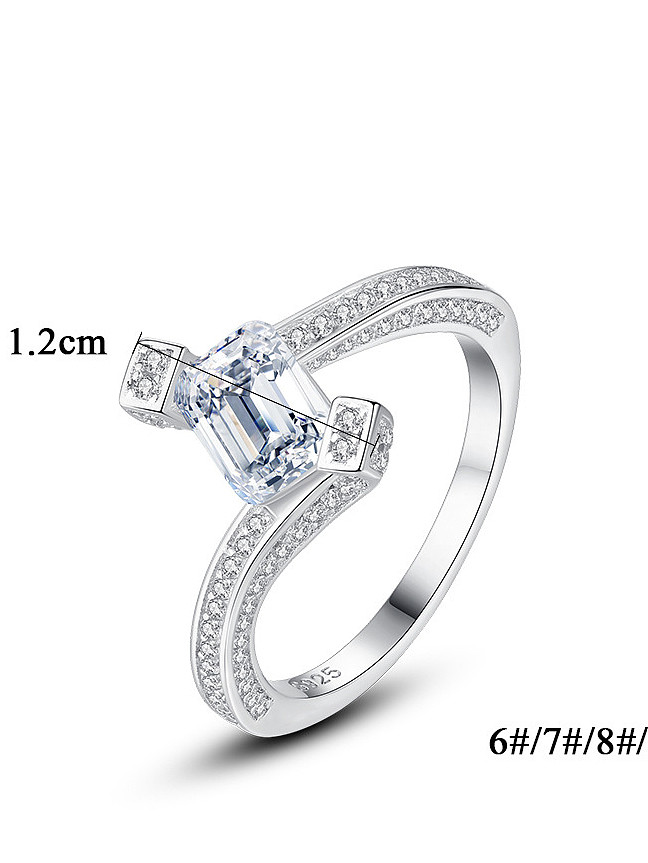 925 Sterling Silver With Cubic Zirconia Delicate Geometric Band Rings