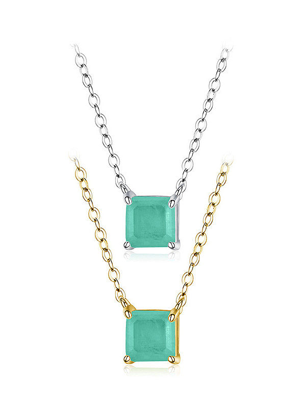 Collier pendentif minimaliste carré en opale en argent sterling 925