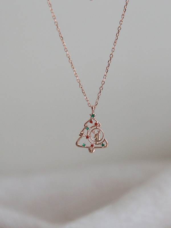 925 Sterling Silver Cubic Zirconia Tree Dainty Necklace