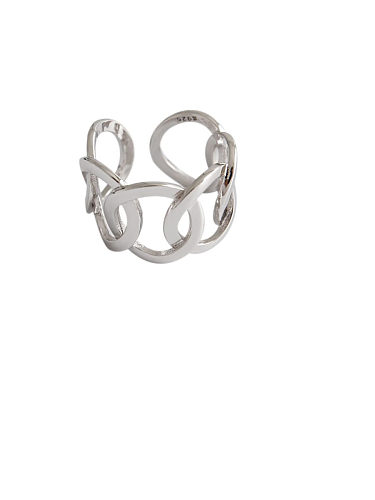 925 Sterling Silver With Platinum Plated Simplistic Hollow Geometric Midi Rings