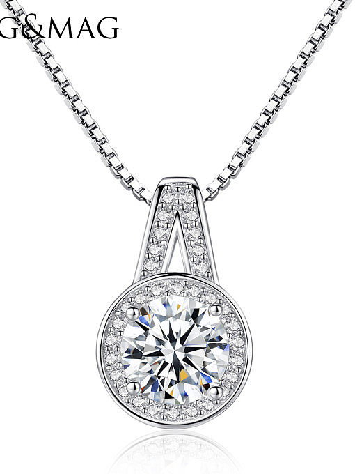 Sterling Silver classic round 3A Zircon Necklace