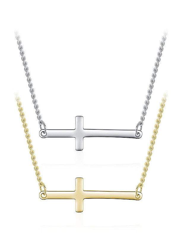 Minimalistische Halskette mit glattem Kreuz aus 925er Sterlingsilber