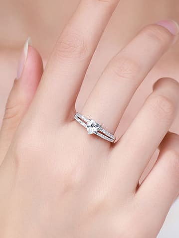 925 Sterling Silver Cubic Zirconia Heart Dainty Stackable Ring