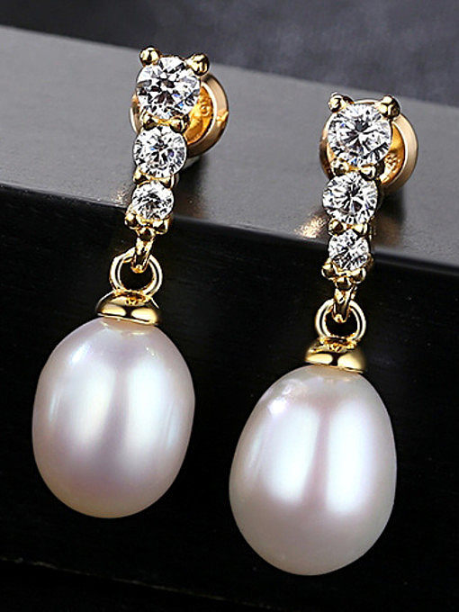 Sterling silver fresh water 8-9mm natural pearl earrings