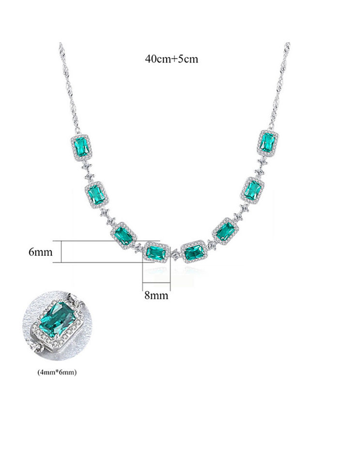 925 Sterling Silver With Cubic Zirconia Luxury Geometric Necklaces