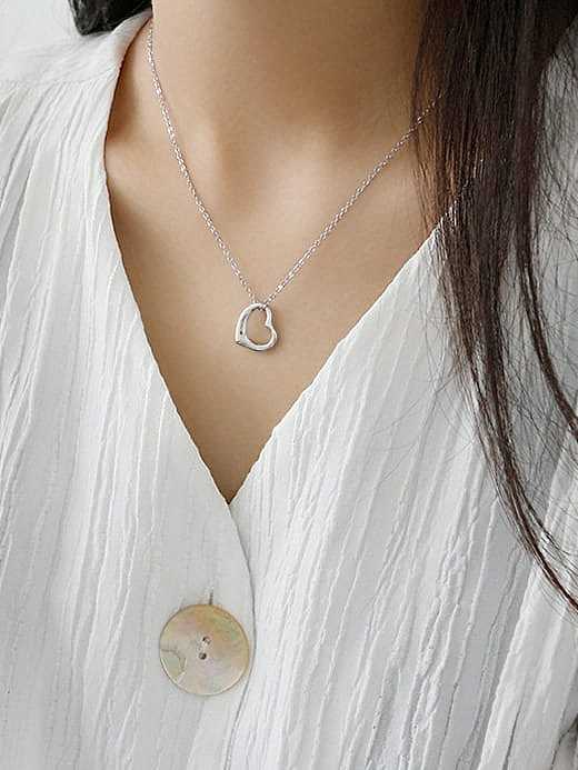 Collar de corazón minimalista de moda de plata esterlina S925