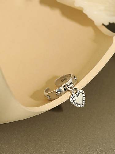 925 Sterling Silver Heart Vintage Band Ring