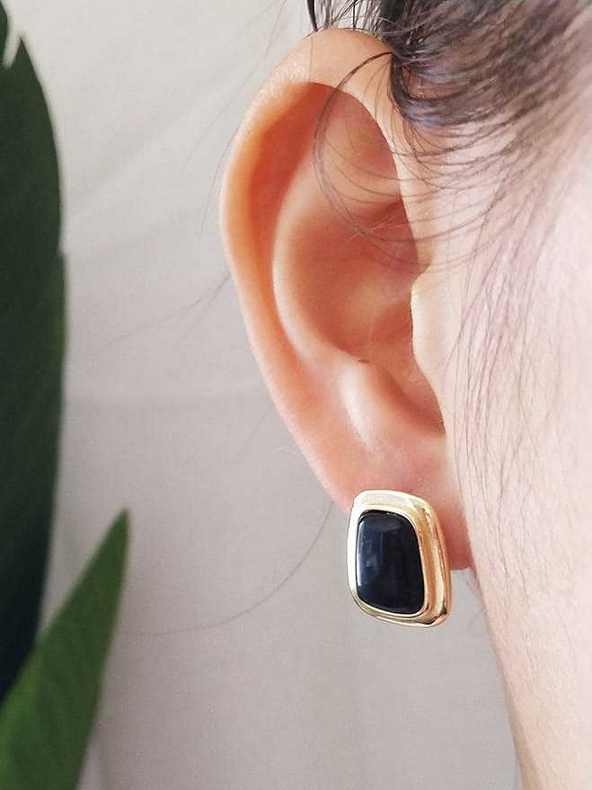 Boucles d'oreilles minimalistes carrées en acrylique en argent sterling 925